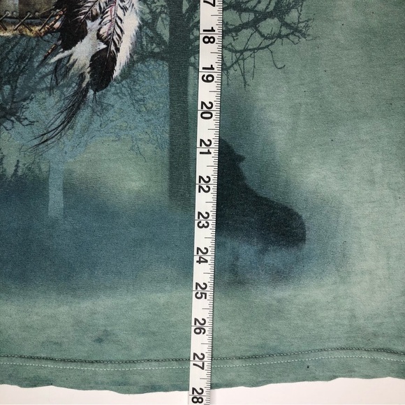 Wolves Graphic on a Green Tie Dye Heavy Weight Tee Sz L - Picture 10 of 11
